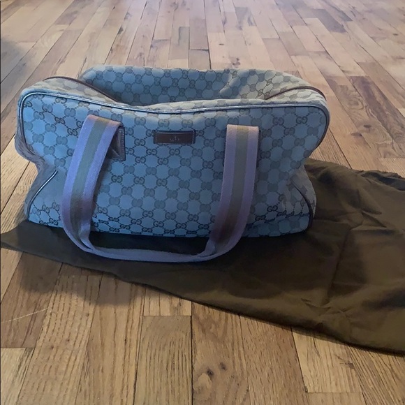 blue and gold duffle bag